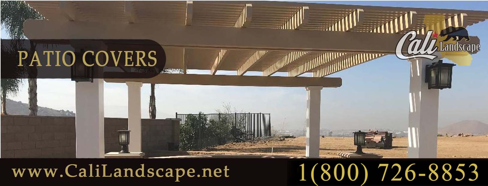 Cali Landscape Concrete Patio Covers Alumawood Solid or lattice Contractor in Corona buy sell repair Menifee Ca 
